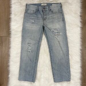 PacSun Boyfriend Jeans Light Wash Distressed Ripped Raw Hem Women's Size 28